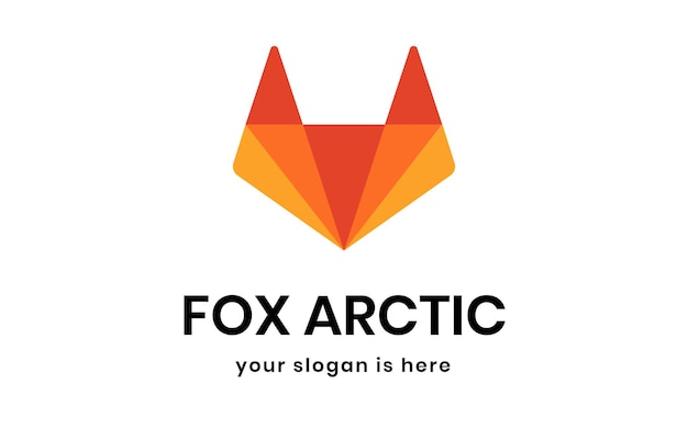 Vector orange black minimalist fox arctic logo