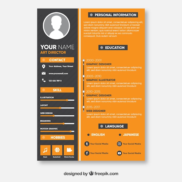 Orange and black resume concept