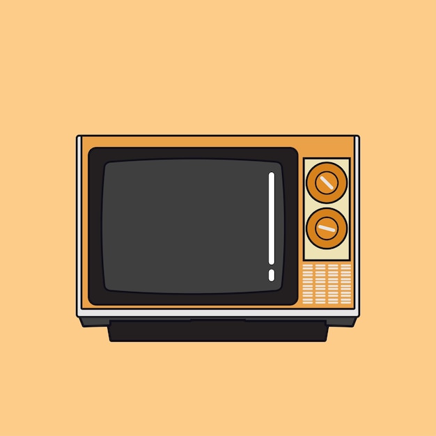 Orange And Black Retro Tube Television Flat Design