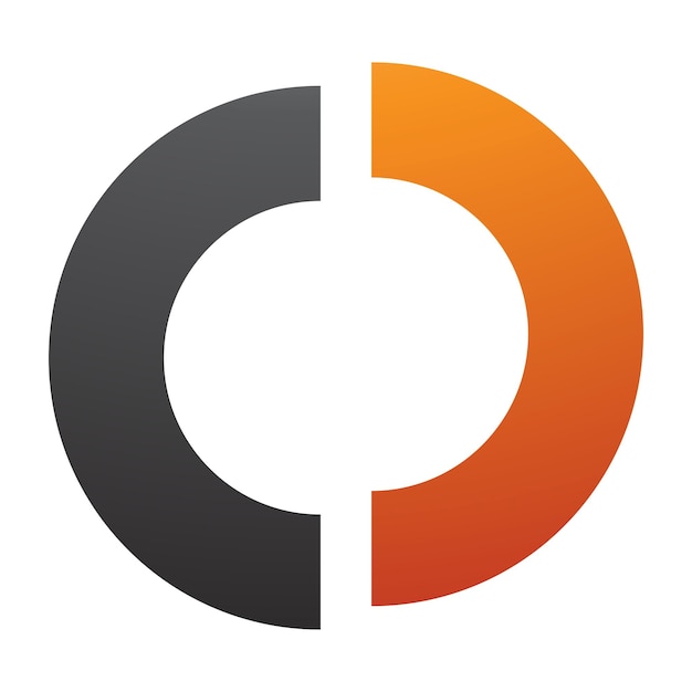 Vector orange and black split shaped letter o icon