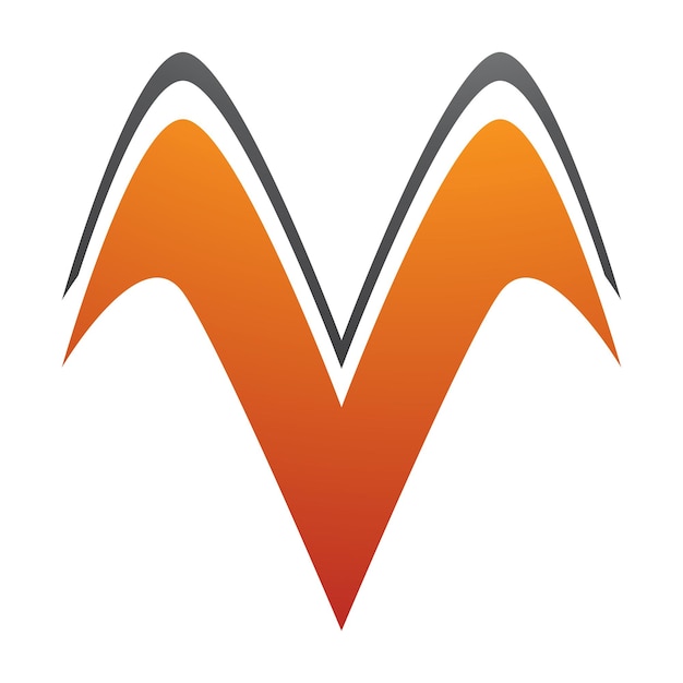 Orange and Black Wing Shaped Letter V Icon