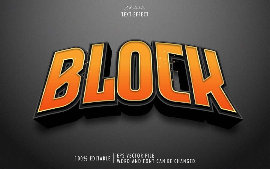 Premium Vector | Orange block 3d editable text effect