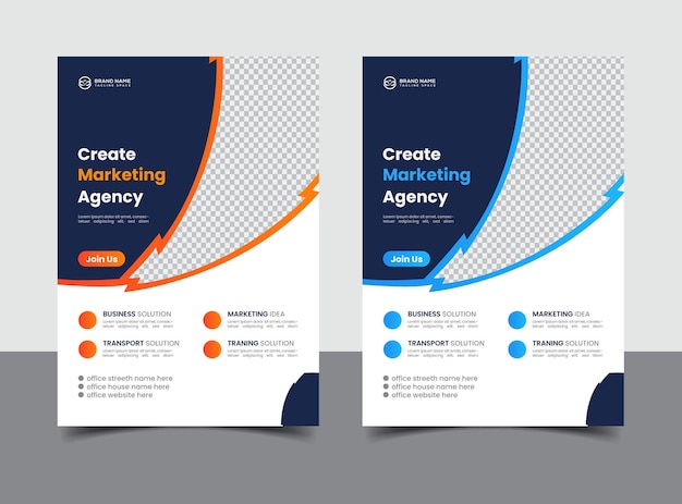 orange and blue business flyer template