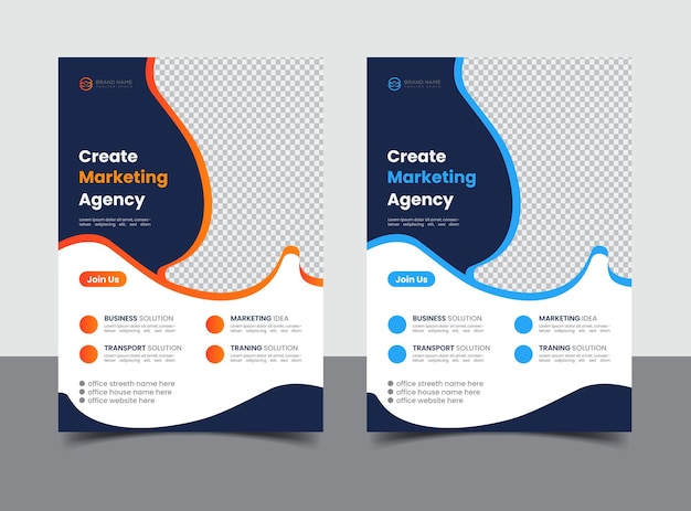 orange and blue business flyer template