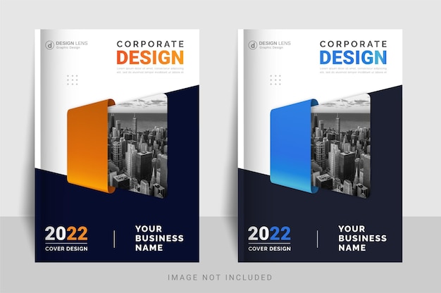 Orange Blue Gradient Editable Elegant Unique Concept Print Ready Corporate Book Cover Template