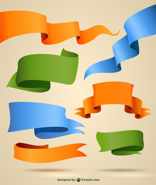 Orange, blue and green ribbons