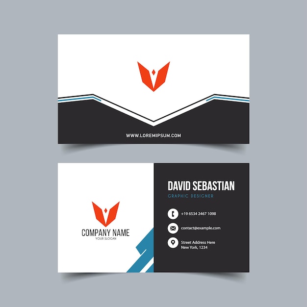 Оранжевая и синяя современная креативная визитная карточка и именная карточка Горизонтальный простой чистый векторный дизайн шаблона