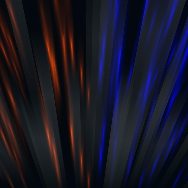 Vector orange and blue neon perspective lines background