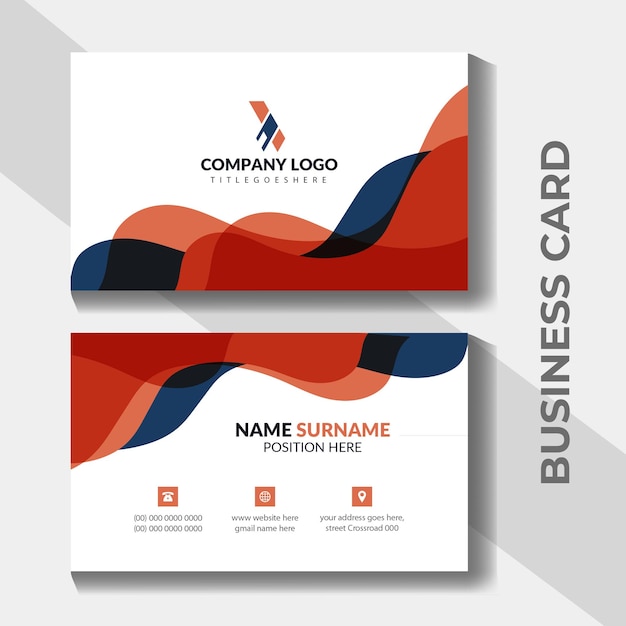 Orange blue and white color business cards