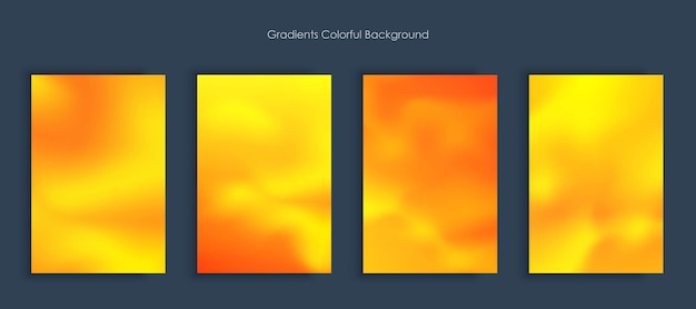 Vector orange blurred backgrounds set with modern abstract blurred gradient patterns smooth templates collection for fall season posters banners flyers and cards