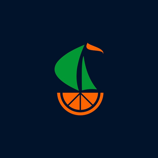 オレンジ色のボートのイラスト デザインのロゴ