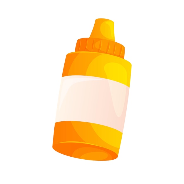 An orange bottle of orange liquid with a white label.