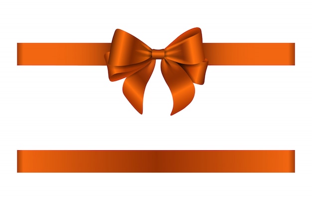 Vector orange bow and ribbon