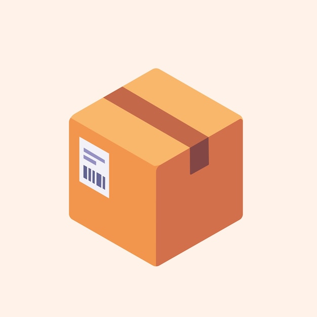 An orange box with a barcode on it.