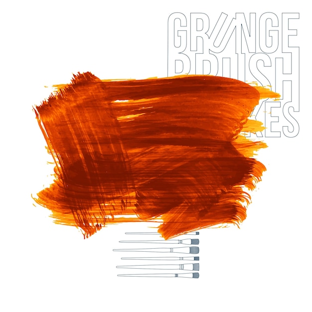Оранжевый мазок кистью и текстура гранж вектор абстрактный элемент ручной росписи