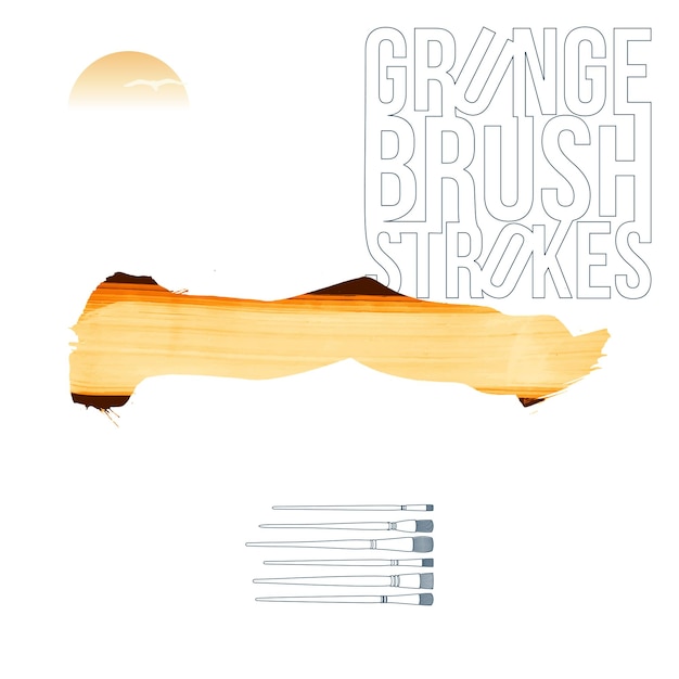 Orange brush stroke and texture grunge vector abstract hand painted element