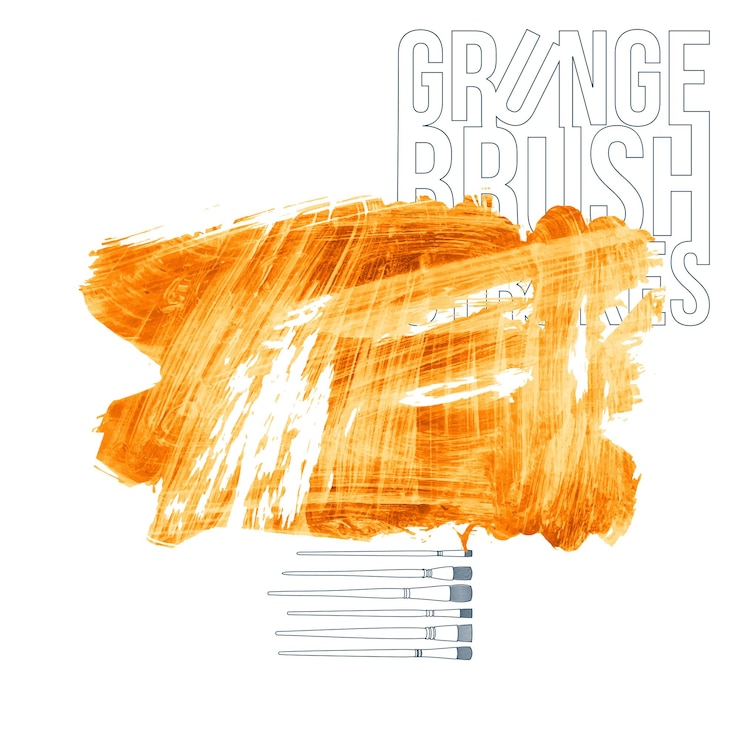 Vector orange brush stroke and texture grunge vector abstract hand painted element