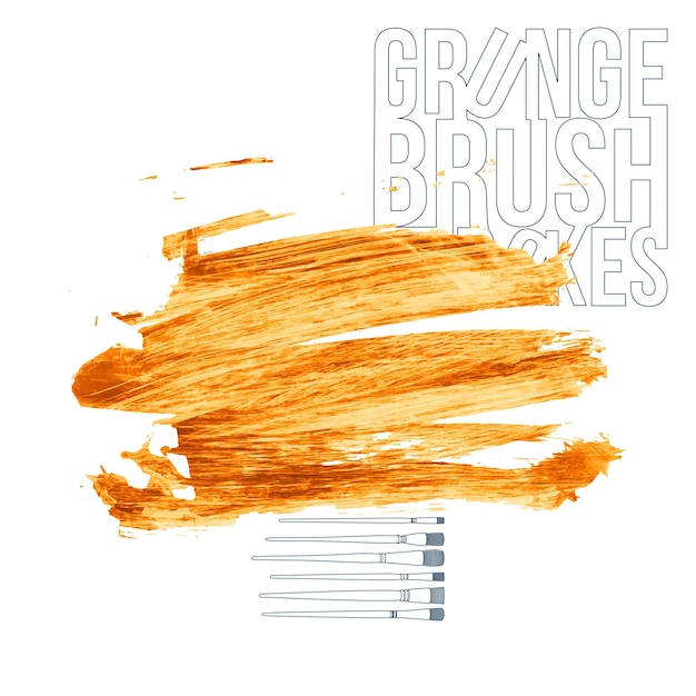 Vector orange brush stroke and texture grunge vector abstract hand painted element