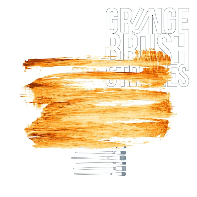 Orange brush stroke and texture Grunge vector abstract hand painted element