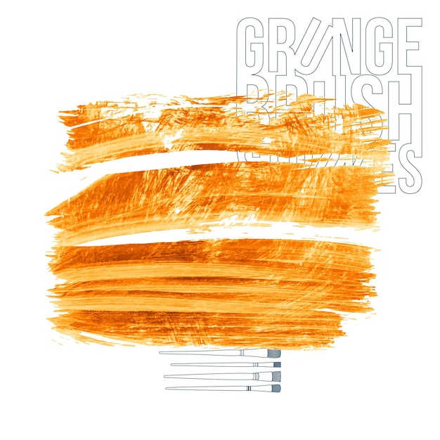 Orange brush stroke and texture Grunge vector abstract hand painted element