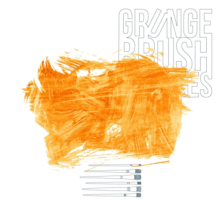 Vector orange brush stroke and texture grunge vector abstract hand painted element