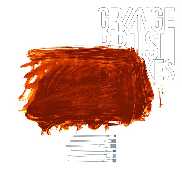 Orange brush stroke and texture Grunge vector abstract hand painted element