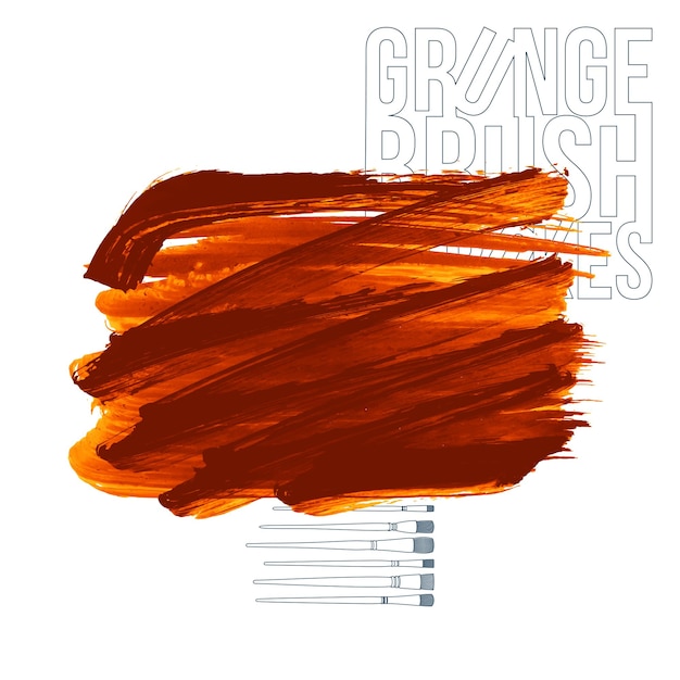 Orange brush stroke and texture Grunge vector abstract hand painted element