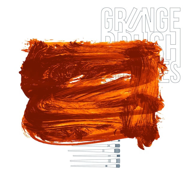 Orange brush stroke and texture Grunge vector abstract hand painted element