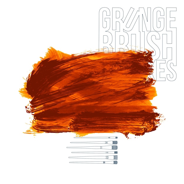 Orange brush stroke and texture Grunge vector abstract hand painted element