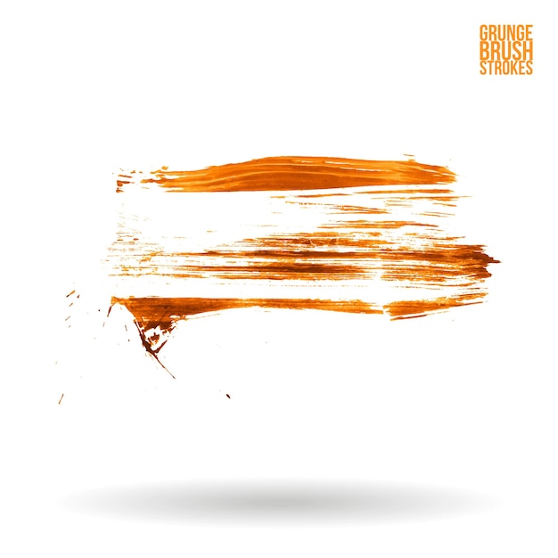 Trama e tratto di pennello arancione elemento dipinto a mano astratto di vettore grunge