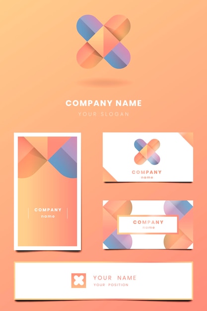 Vector orange business card design vector set