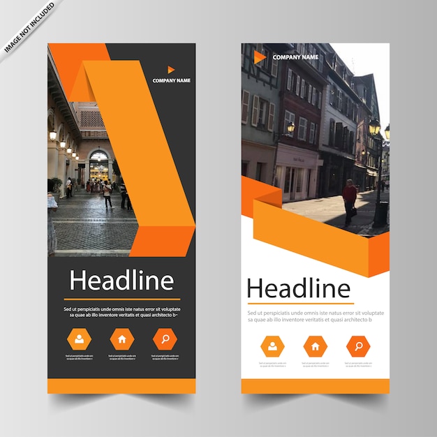 Vettore modello di banner roll up orange business