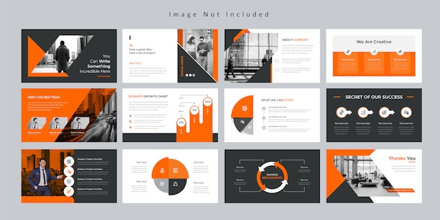 Vector orange business slides presentation template.