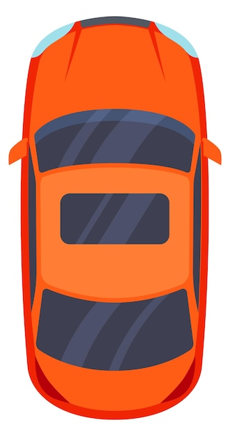 Vector orange car top view auto cartoon icon