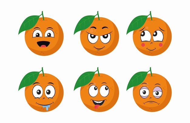 Orange cartoon with different emotions vector