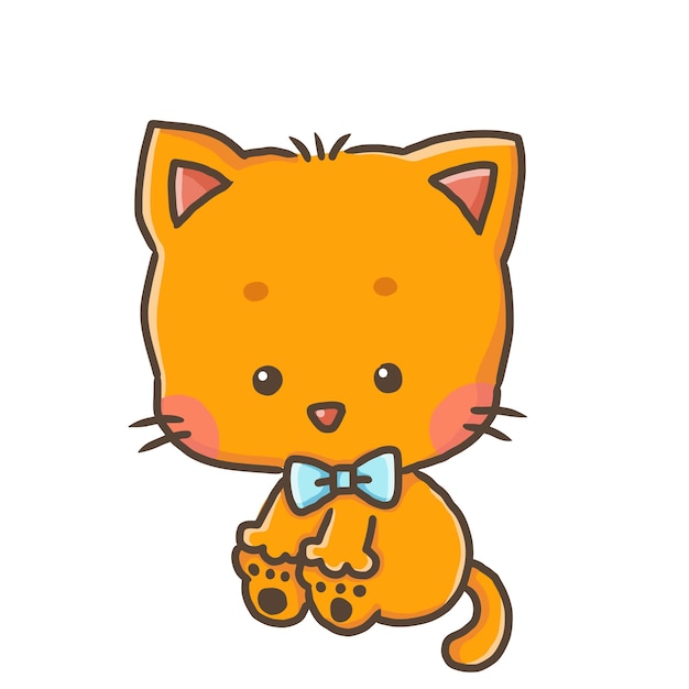 Orange cat vector cartoon clipart anime cute character illustration drawing kawaii manga design