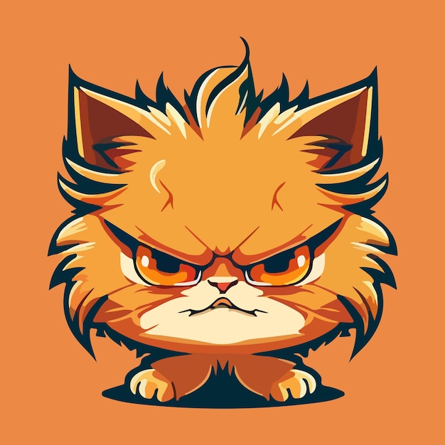 Vector an orange cat with a big angry face.