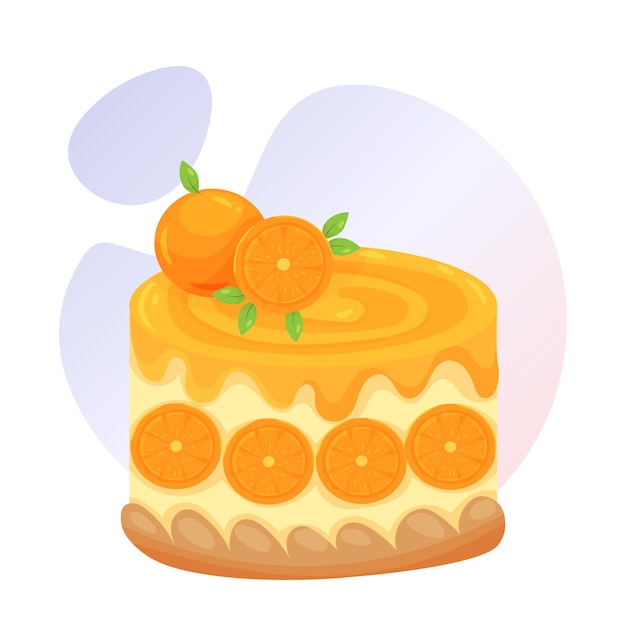 Vector orange cheese cake illustration in a abstract background