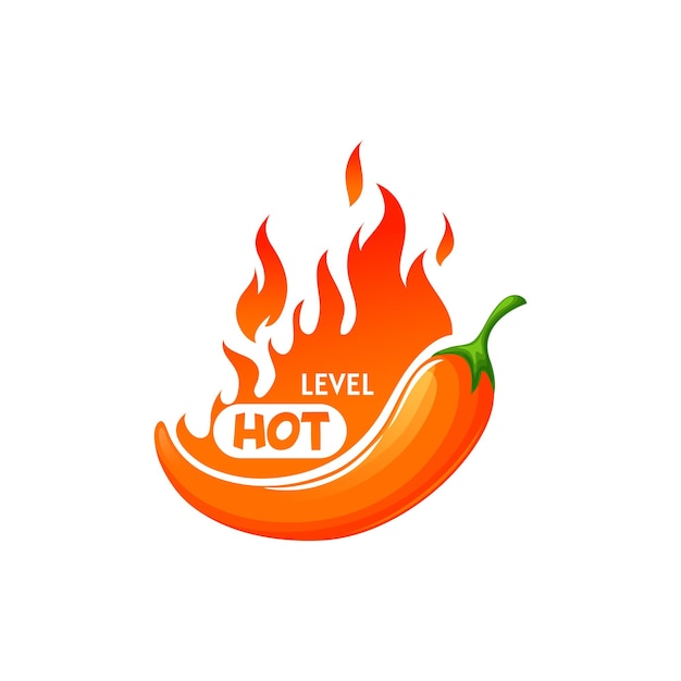 Vector orange chili pepper fire flame level of hot icon