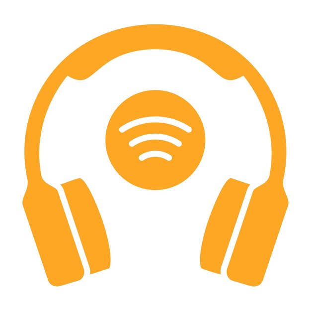 Vector an orange circle with the words  headphones  on it