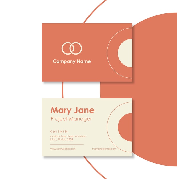 orange circular business card mockup