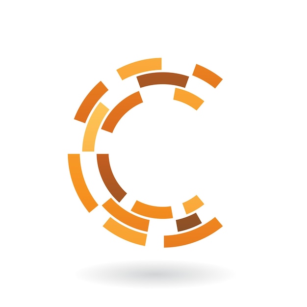 Vector orange circular dashed lines forming a letter c icon