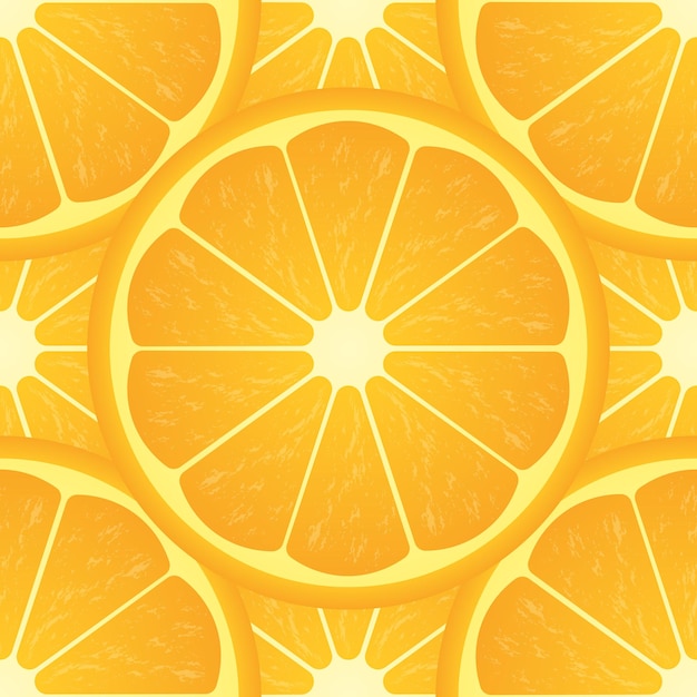 Orange citrus fruit. Healthy vegan food vector illustration. Seamless pattern.