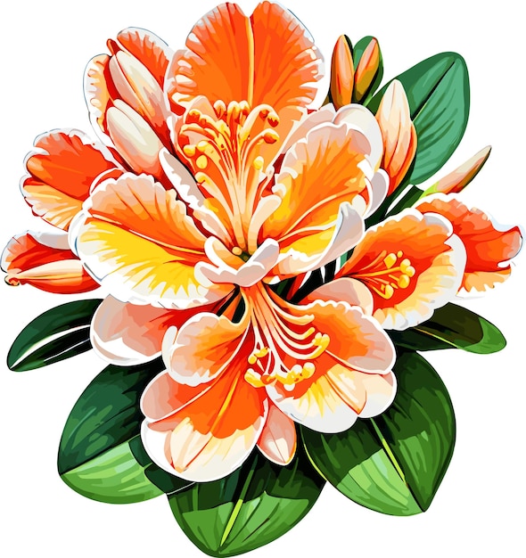 Orange Clivia flower illustration