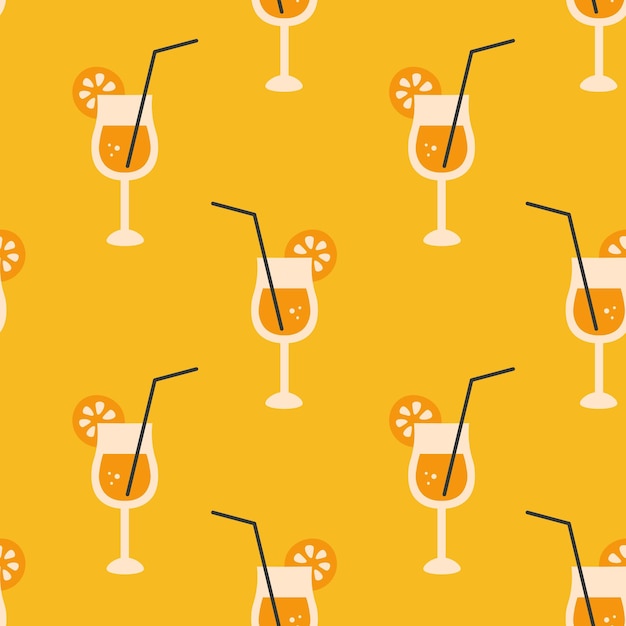 Orange cocktail drink seamless pattern Repeat vector illustration