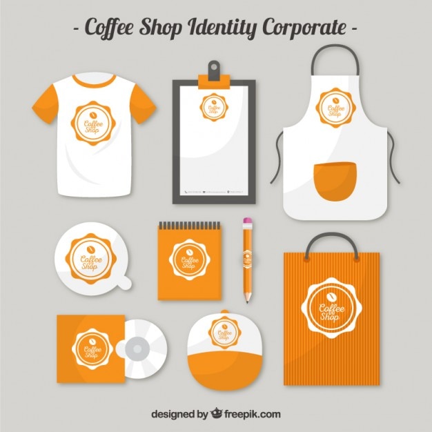 Vector orange coffee shop indentity corporate