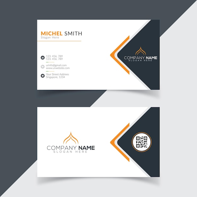 orange color business card creative design