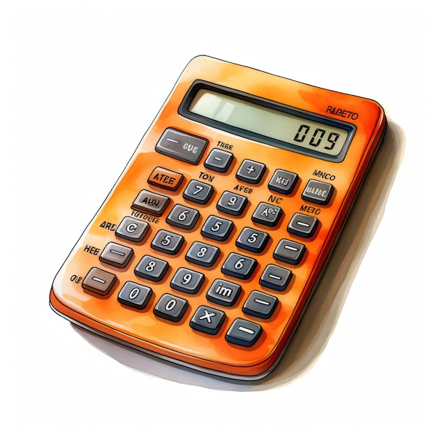 Вектор Оранжевый цвет калькулятор акварель вектор белый фон