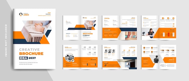 Orange color company profile design professional abstract shape business brochure design template