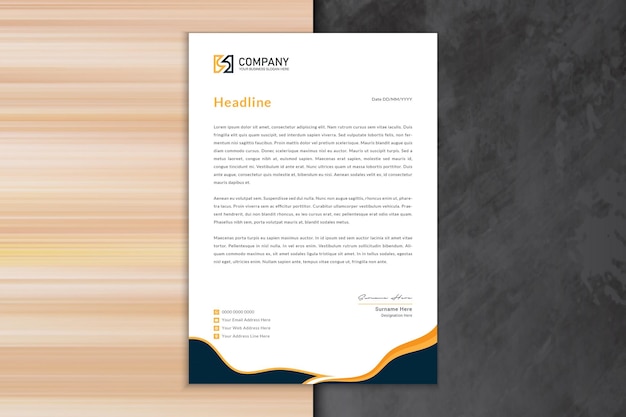 Orange color Elegant letterhead template design